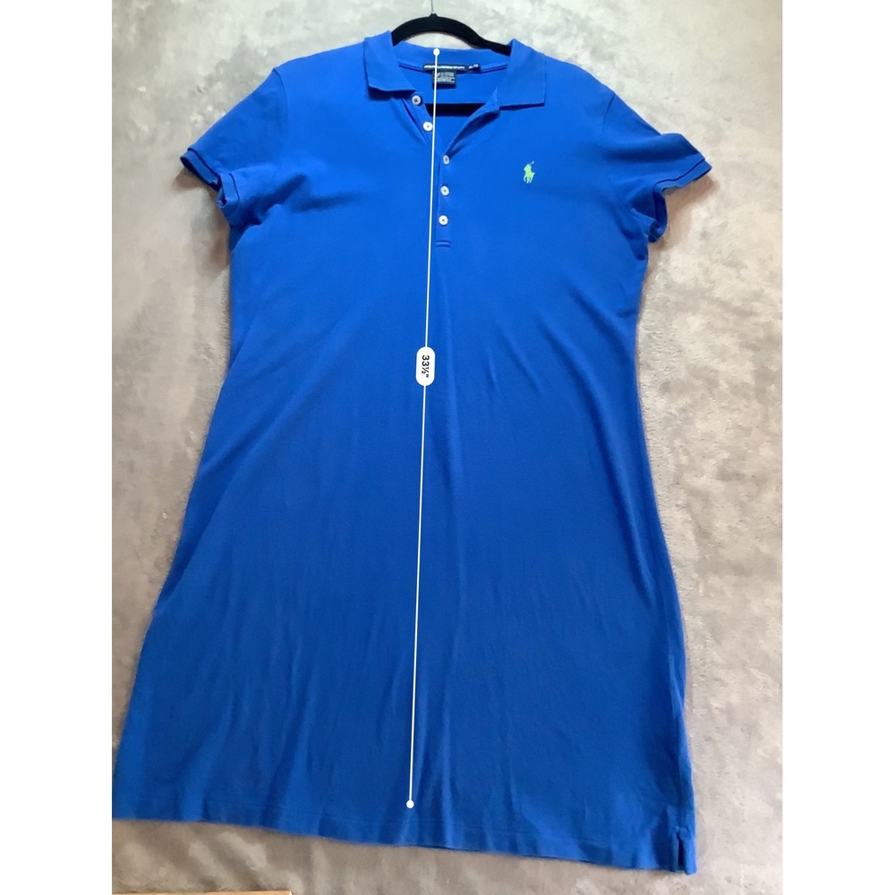 Ralph Lauren Sport Blue Pique Polo Dress XL Lime Green Pony Logo Mini Dress - Picture 6 of 6